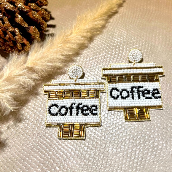 Coffee cup handmade earrings - Picture 1 of 2